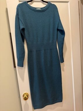 Teal Long Sleeve Knit Midi Dress
